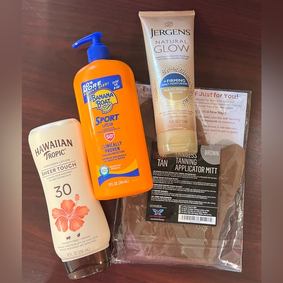 NEW Hawaiian Tropic Banana Boat Sunscreen Jergens Sunless Tanning Lotion & Mitt - Picture 7 of 8